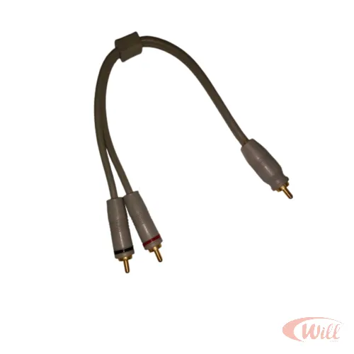 Cabo Y 1 Rca Macho x 2 Rca Macho 30 cm Cinza