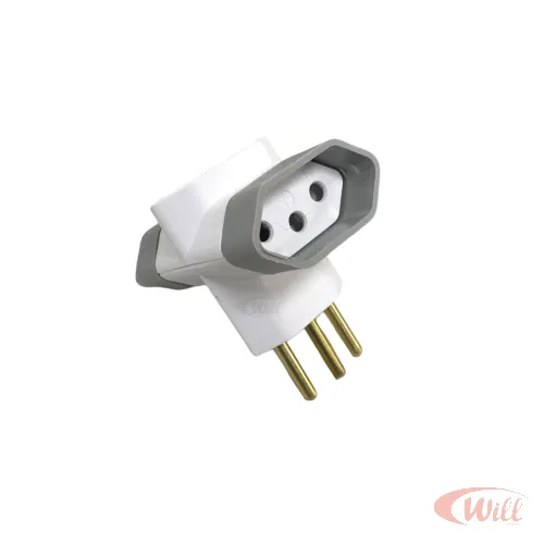 Plugue T 3 Saídas 2P + T Branco Luster Plugue T 3 Saídas 2P + T Branco Luster