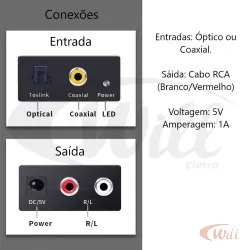Conversor de Audio Digital x Saida Rca LE-4126