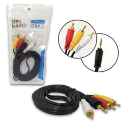 Cabo P2 4C + 3 RCA Macho Preto 2 Metros It-Blue