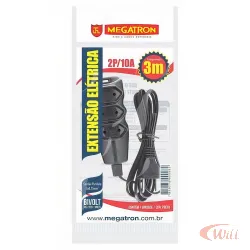 Extensão 2X0,75mm 3 Metros Preto Megatron