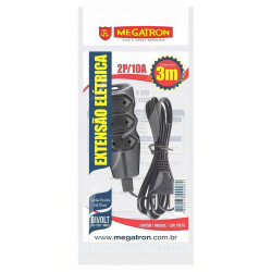 Extensão 2X0,75mm 3 Metros Preto Megatron