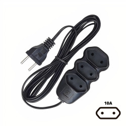 Extensão 2X0,75mm 3 Metros Preto Megatron