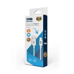 Cabo USB-A x Tipo C Turbo 3.0 3A 1 Metro CAUSB-100C Proeletronic