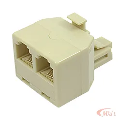 Divisor RJ11  1 Plug Macho E 2 Saidas Femeas