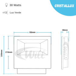 Refletor LED 30w Verde 2700lm Cristallux