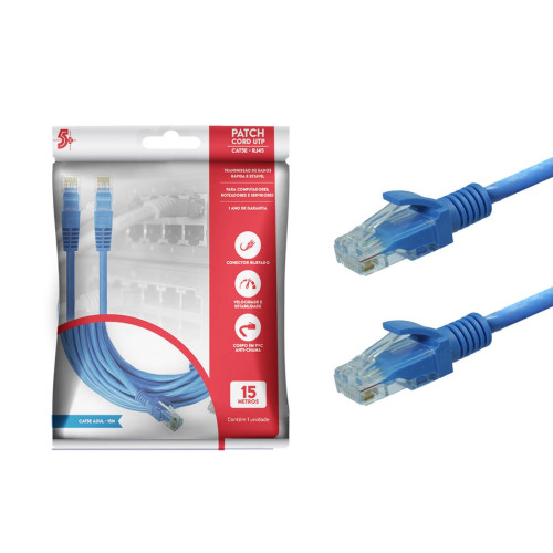 Cabo Patch Cord UTP Cat5e 15 Metros Azul Cabo Patch Cord UTP Cat5e 15 Metros Azul