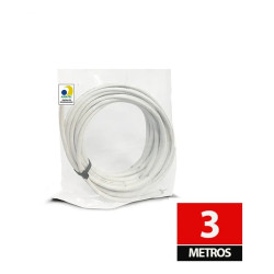 Cabo Coaxial RG06 60% 03 Metros + 2 Conectores + Emenda F