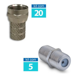 20 Conector F RG06 Rosca Conectech + 5 Emenda F Mxt