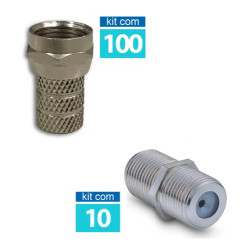 100 Conector F RG06 Rosca - Conectech + 10 Emenda F - Mxt - ML