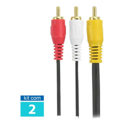 Cabo 3 RCA 2 Metros Coaxial Central Pix KIT 02UN