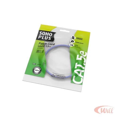 Cabo Patch Cord UTP Cat5e 1,5 Metro Azul Sohoplus Cabo Patch Cord UTP Cat5e 1,5 Metro Azul Sohoplus