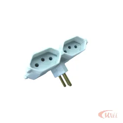 Plugue T 4 Saídas 2P + T Branco Mecatool