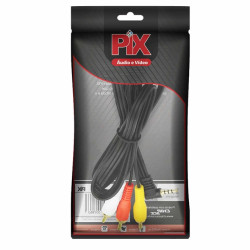 Cabo P3 Estereo 90 Graus + 3 Rca Macho 1,2 Metro Pix