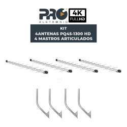Antena 38 Elementos PQ45-1300hd Com Mastro KIT 04UN