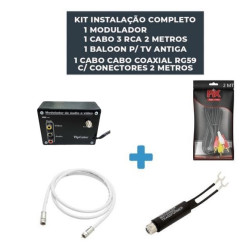 Modulador RF - Cabo 3 RCA 2 Mt - 2 Mt Cabo - Balum