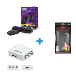 Roku Express + Conversor Hdmi para Rca +Cabo 3 RCA 2 Metros Coaxial