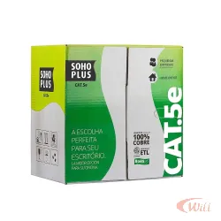 Cabo Lan Utp Cat.5e 24awgx4p Cmx Preto 305 Metros Soho