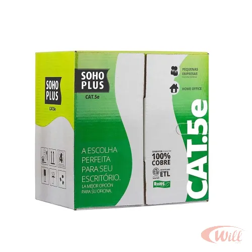 Cabo Lan Utp Cat.5e 24awgx4p Cmx Preto 305 Metros Soho Cabo Lan Utp Cat.5e 24awgx4p Cmx Preto 305 Metros Soho