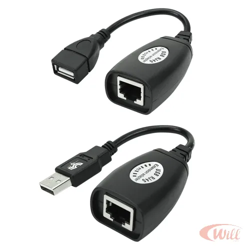Cabo Adaptador Extensor USB Via RJ-45 50m 5+ Cabo Adaptador Extensor USB Via RJ-45 50m 5+