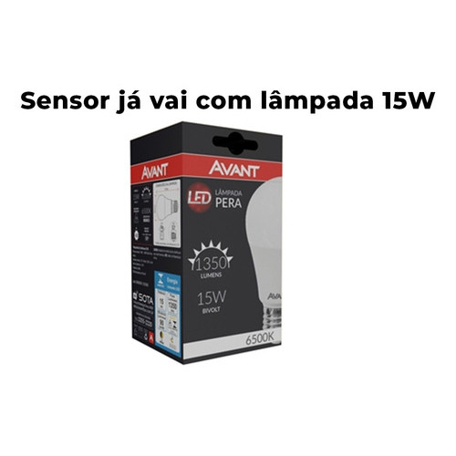 Sensor de Presença Com Soquete - PQSSS-0360 + Lâmpada LED Pera 15w 6500k E27 - YS1350-ML