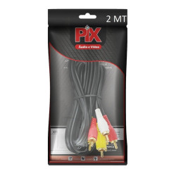 Cabo 3 RCA 2 Metros Coaxial Central - Pix - 20 UN
