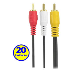 Cabo 3 RCA 2 Metros Coaxial Central - Pix - 20 UN