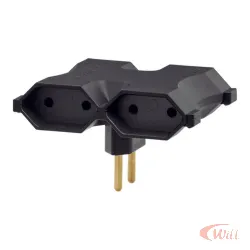 Plugue T 4 Saídas 2P Preto Mecatool