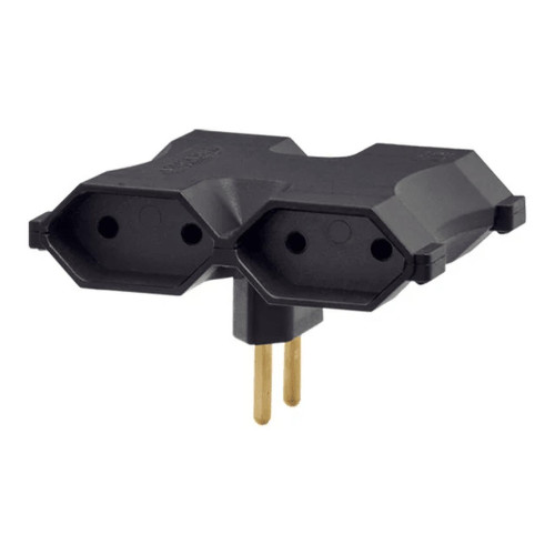 Plugue T 4 Saídas 2P Preto Mecatool Plugue T 4 Saídas 2P Preto Mecatool