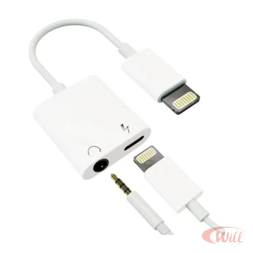 Adaptador Lightning Para Carregar E Usar Fone P2 E Microfone