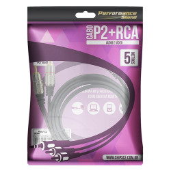 Cabo P2 ST x 2 RCA 5 Metros Nickel Fitz