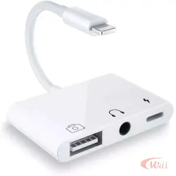 Adaptador Lightning Para Usb + Usb C + P2 ZJT-30101