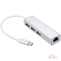Hub Tipo-C 3 Portas USB 3.0 1 Porta Lan Rj45 CBO-6962