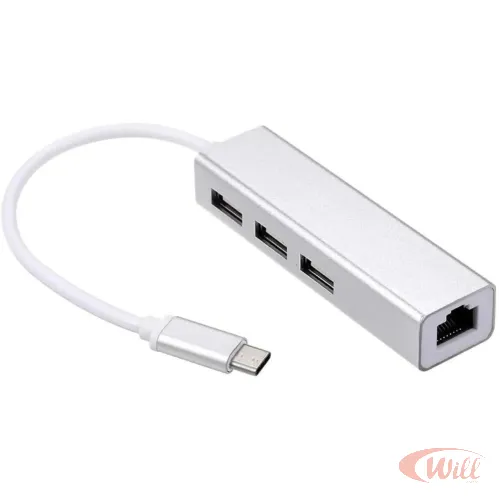 Hub Tipo-C 3 Portas USB 3.0 1 Porta Lan Rj45 CBO-6962