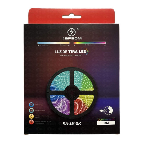 Fita Led RGB Inteligente Com Sensor de Som 3 Metros KA-3M-SK