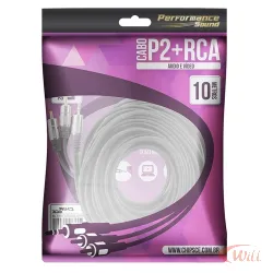 Cabo P2 ST x 2 RCA 10 Metros Nickel Fitz