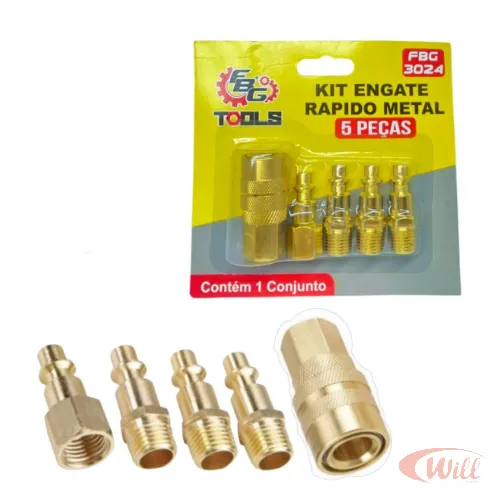 Jogo De Conectores Engate Rápido E Rosca 1/4 5 Peças 3024