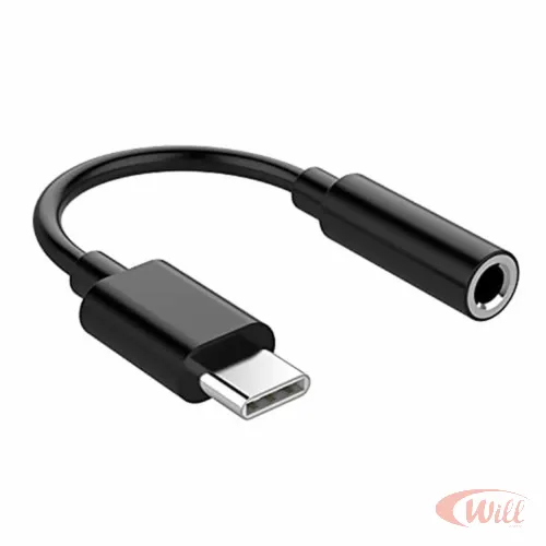 Cabo Adaptador USB-C Para Fone de Ouvido 7583 Preto Cabo Adaptador USB-C Para Fone de Ouvido 7583 Preto