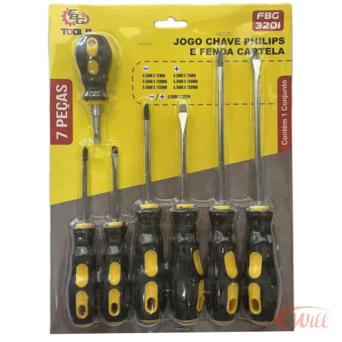 Kit Chave Fenda E Philips C/ 7pç Fbg 3201