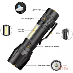 Mini Lanterna de LED Recarregável LEY-1713 Lehmox