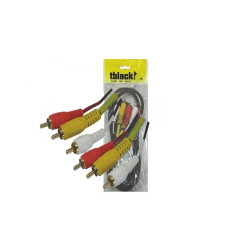 Cabo 3 RCA 2 Metros Fio Coaxial Gold Tblack