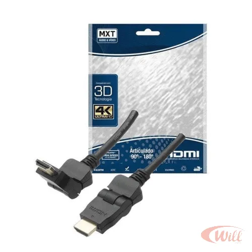 Cabo Hdmi 2 Metros Plug 90 - 180 Graus Articulado MXT Cabo Hdmi 2 Metros Plug 90 - 180 Graus Articulado MXT