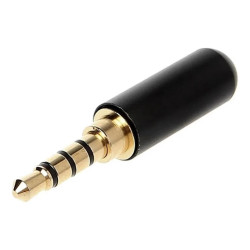Plug P2 4C Estereo Metal Ponta Dourada Profissional Preto
