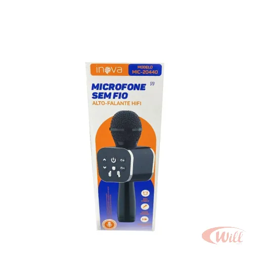 Microfone Sem Fio com Auto Falante HIFI Inova MIC-20440 Microfone Sem Fio com Auto Falante HIFI Inova MIC-20440
