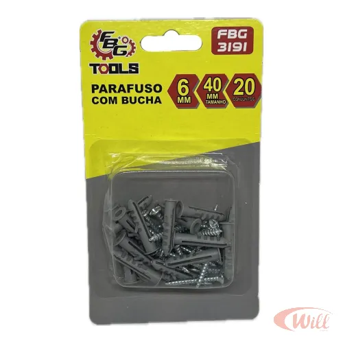 Parafuso Com Bucha 6 - Kit C/ 20UN FBG-3191