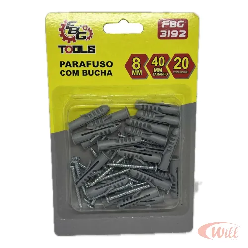 Parafuso Com Bucha 8 - Kit C/ 20UN FBG-3192