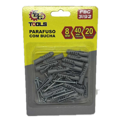 Parafuso Com Bucha 8 - Kit C/ 20UN FBG-3192 Parafuso Com Bucha 8 - Kit C/ 20UN FBG-3192