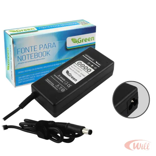 Fonte Notebook Compativel HP 18,5v 3.5A Pino 7.4mm Green