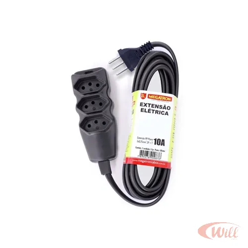 Extensão 3x0,75mm 3 Metros Megatron Extensão 3x0,75mm 3 Metros Megatron