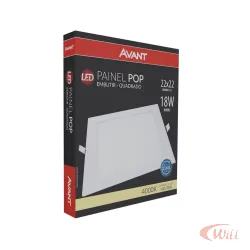 Painel LED Pop Embutir Quadrado 4000k 18w Avant